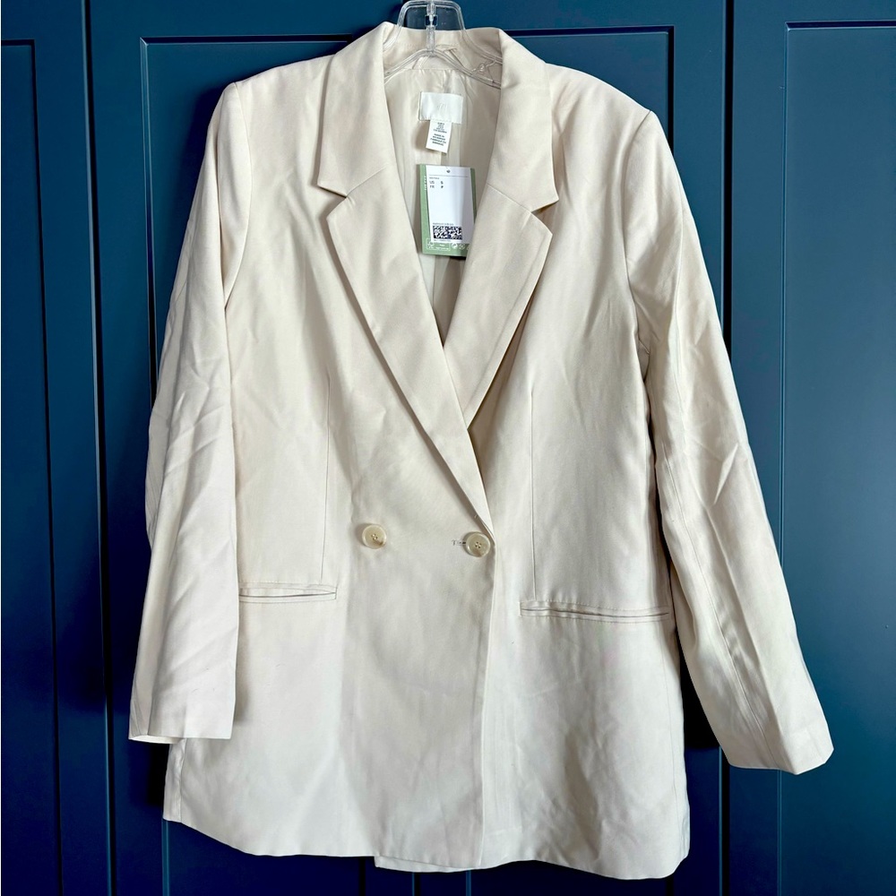 Double breasted cream blazer